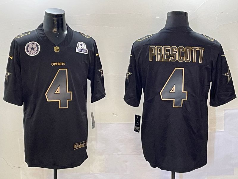Men Dallas Cowboys #4 Prescott Black Gold 2024 Nike Limited NFL Jersey style 01083->dallas cowboys->NFL Jersey